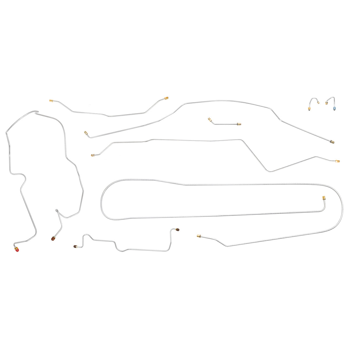 1970 Chevrolet GMC Truck 2WD 1/2-Ton Std. Cab Long Bed Coil Rear Manual Drum Brake Line Kit 9pc, OE Steel