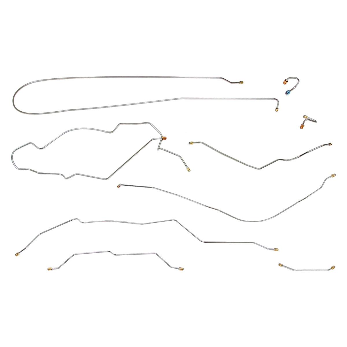 1970 Chevrolet GMC Truck 2wd Complete Power Drum Brake Line Kit 9pc, 1/2 ton, Leaf Rear, Longbed, OE Steel