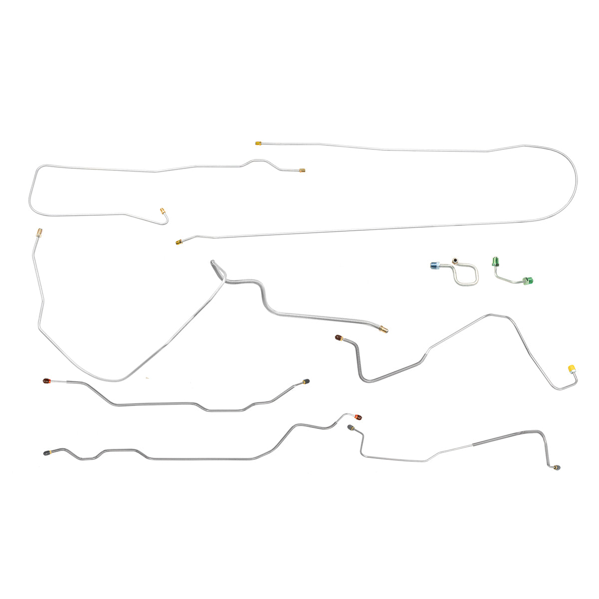1972 Chevrolet GMC Truck 2WD 1/2-Ton Short Bed Coil Rear Complete Manual Disc Brake Line Kit 11pc, OE Steel