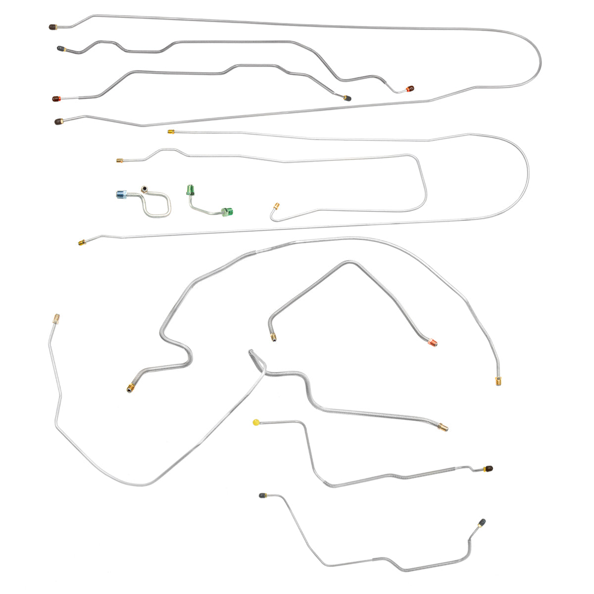 1972 Chevrolet GMC Truck 2WD 1/2-Ton Long Bed Coil Rear Power Disc Brake Line Kit 10pc, OE Steel