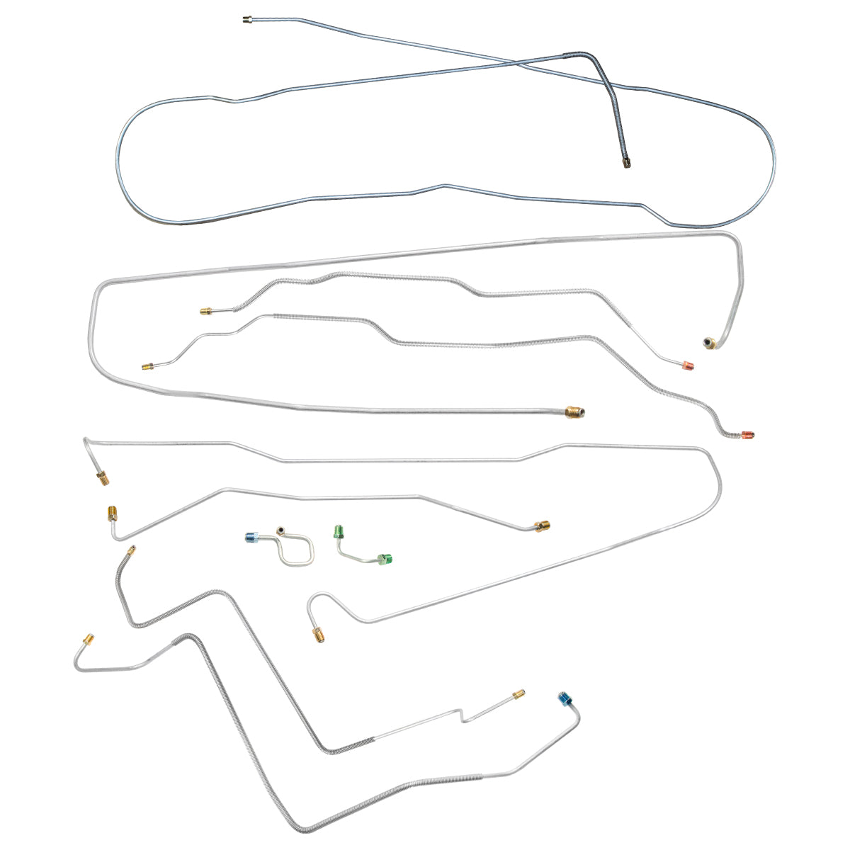 1972 Chevrolet GMC Truck 4wd Power Disc Brake Line Kit 10pc, 1/2 ton, Shortbed, OE Steel