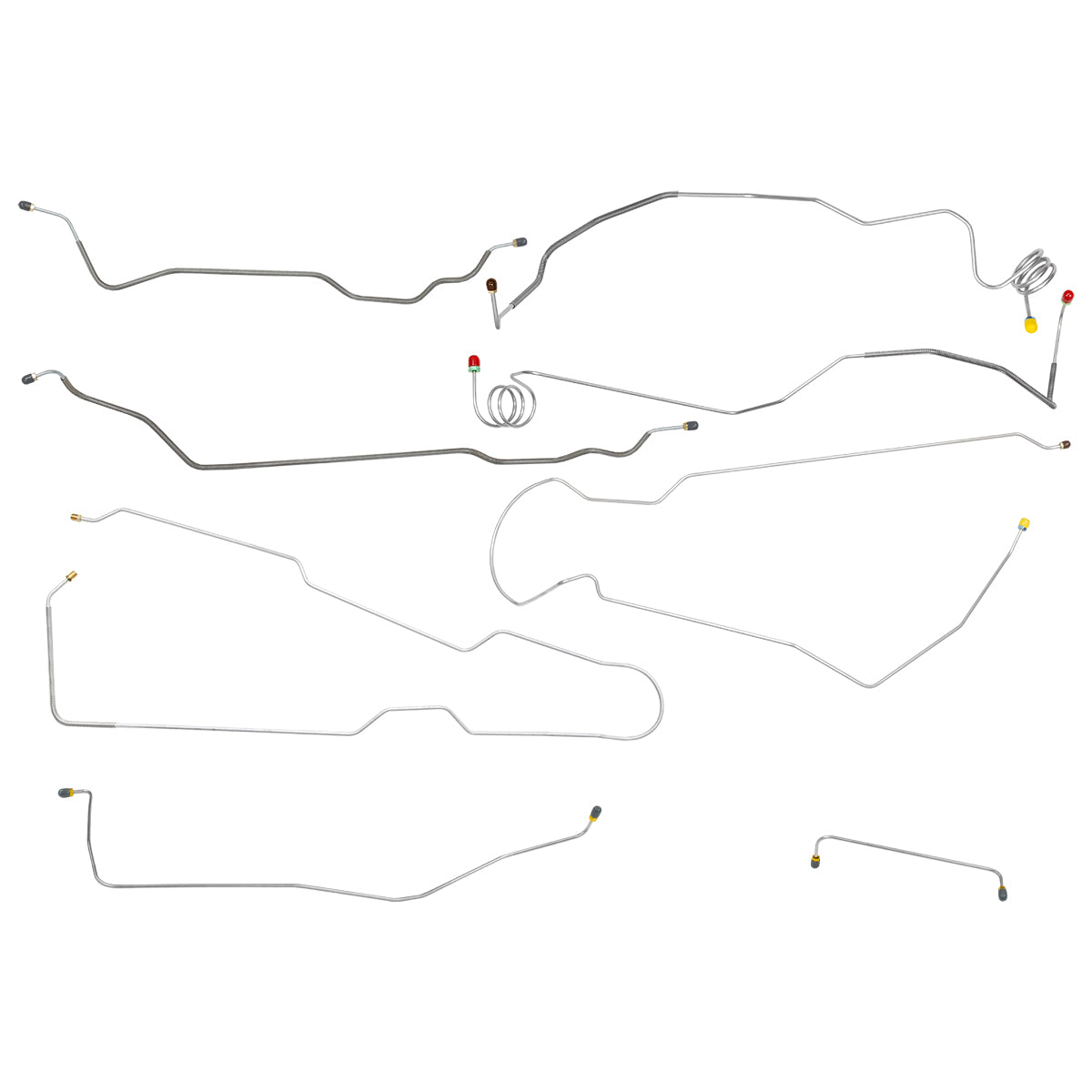 1973-80 Chevrolet GMC Truck 2wd Manual Disc Full Brake Line Kit 8pc, 1/2 ton, Short Bed OE Steel