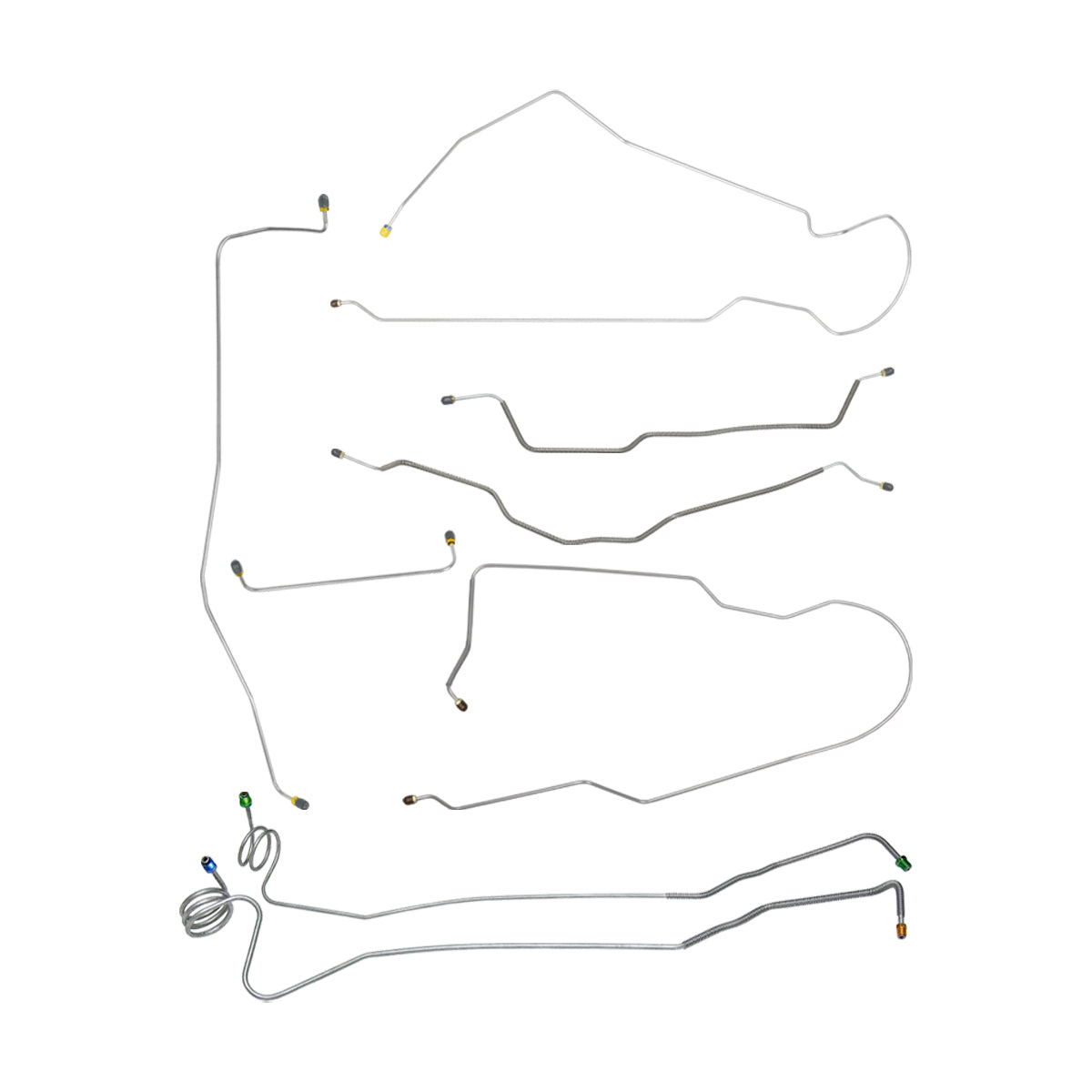 1973-80 Chevrolet GMC Suburban 2wd Complete Power Disc Brake Line Kit 8pc, 3/4 ton, OE Steel
