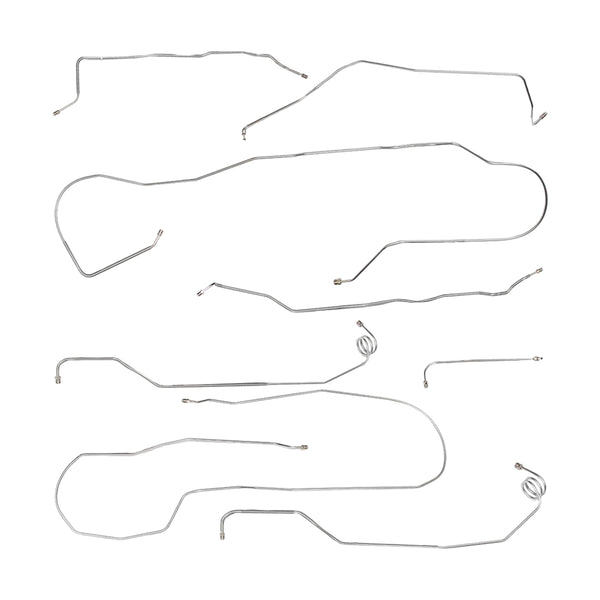 1981-87 Chevrolet GMC Truck 2wd Complete Power Disc Brake Line Kit 8pc, 3/4 ton, Long Bed, w/Load Valve, OE Steel
