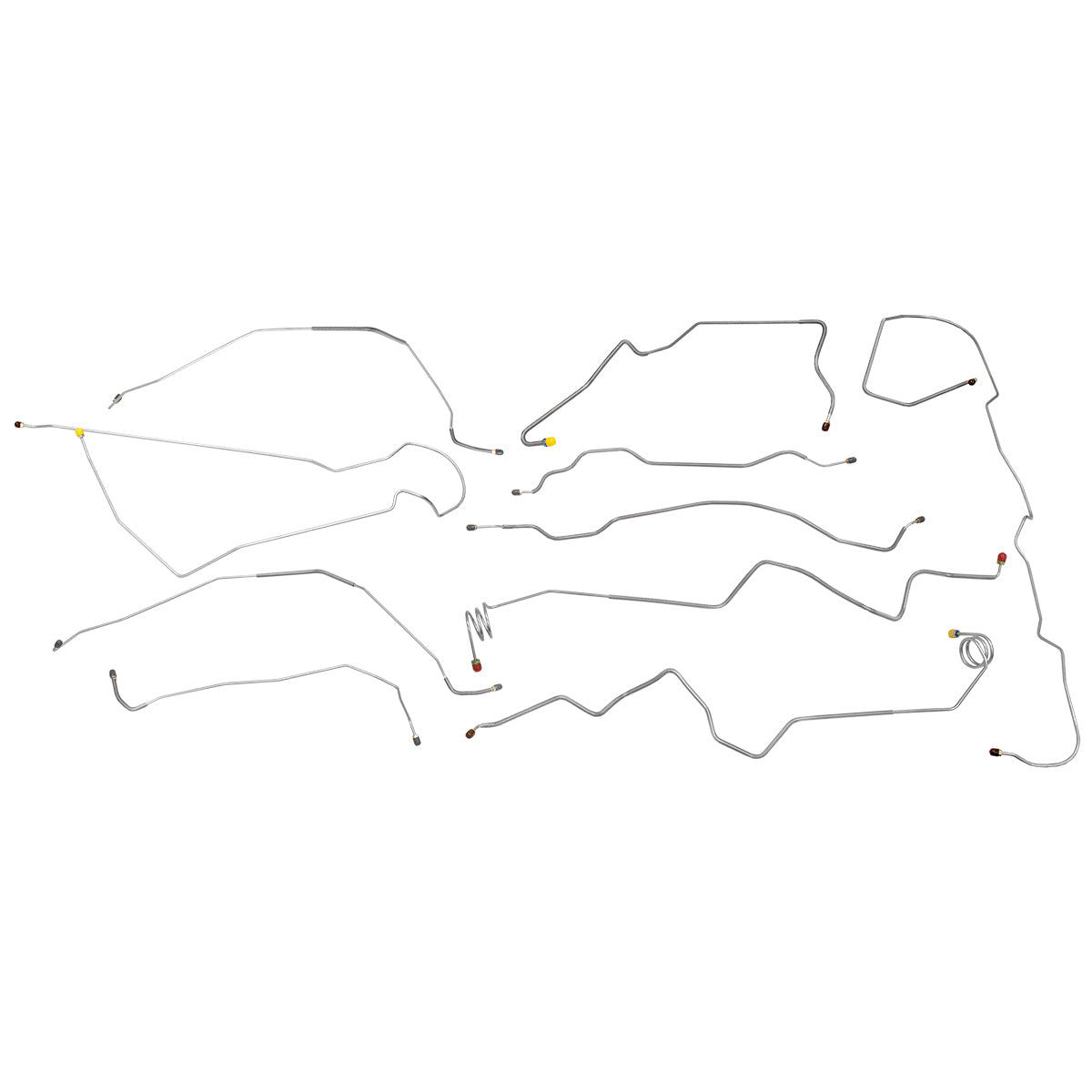 1981-87 Chevrolet GMC Truck 4WD 3/4-Ton Std. Cab Longbed (w/Load Valve) Power Disc Brake Line Kit 9pc, OE Steel