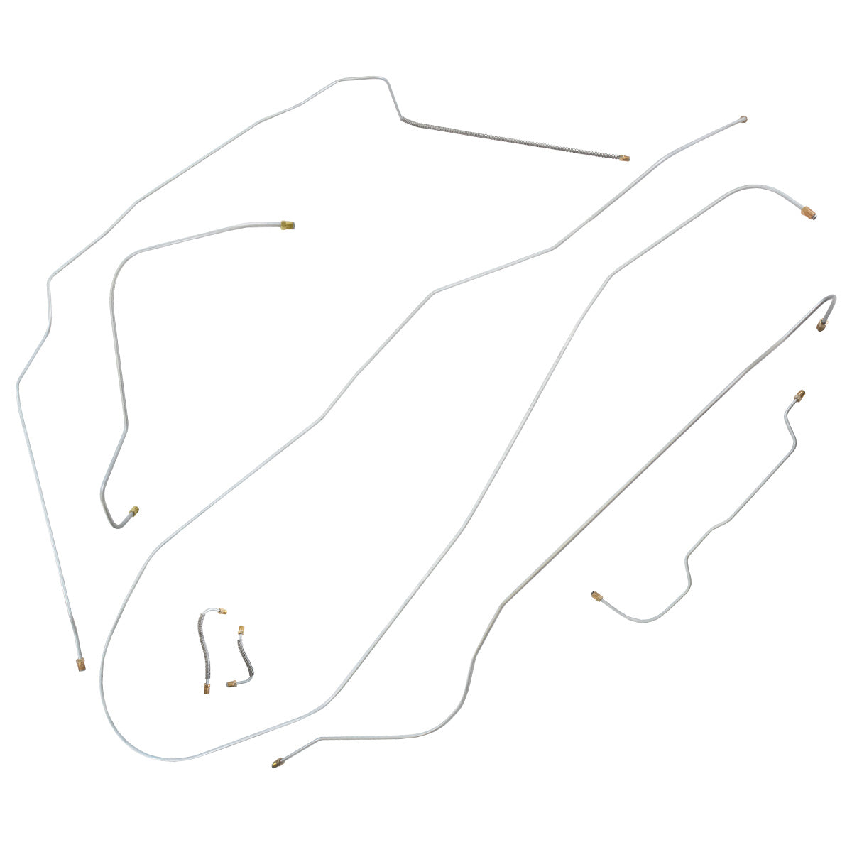1954 Chevrolet Corvette w/3/16" Front Crossover Manual Drum Complete Brake Line Kit 7pc, OE steel