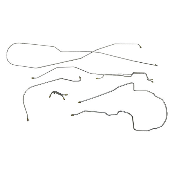 1956-62 Chevrolet Corvette Manual Drum Complete Brake Line Kit 7pc, OE Steel