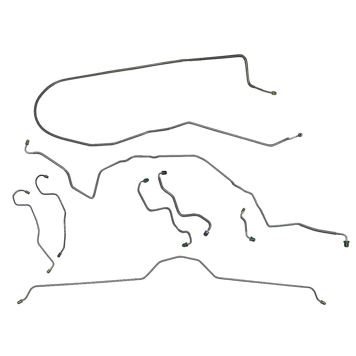 1970-73 Chevrolet Corvette Power Brake Complete Brake Line Kit 8pc, OE Steel