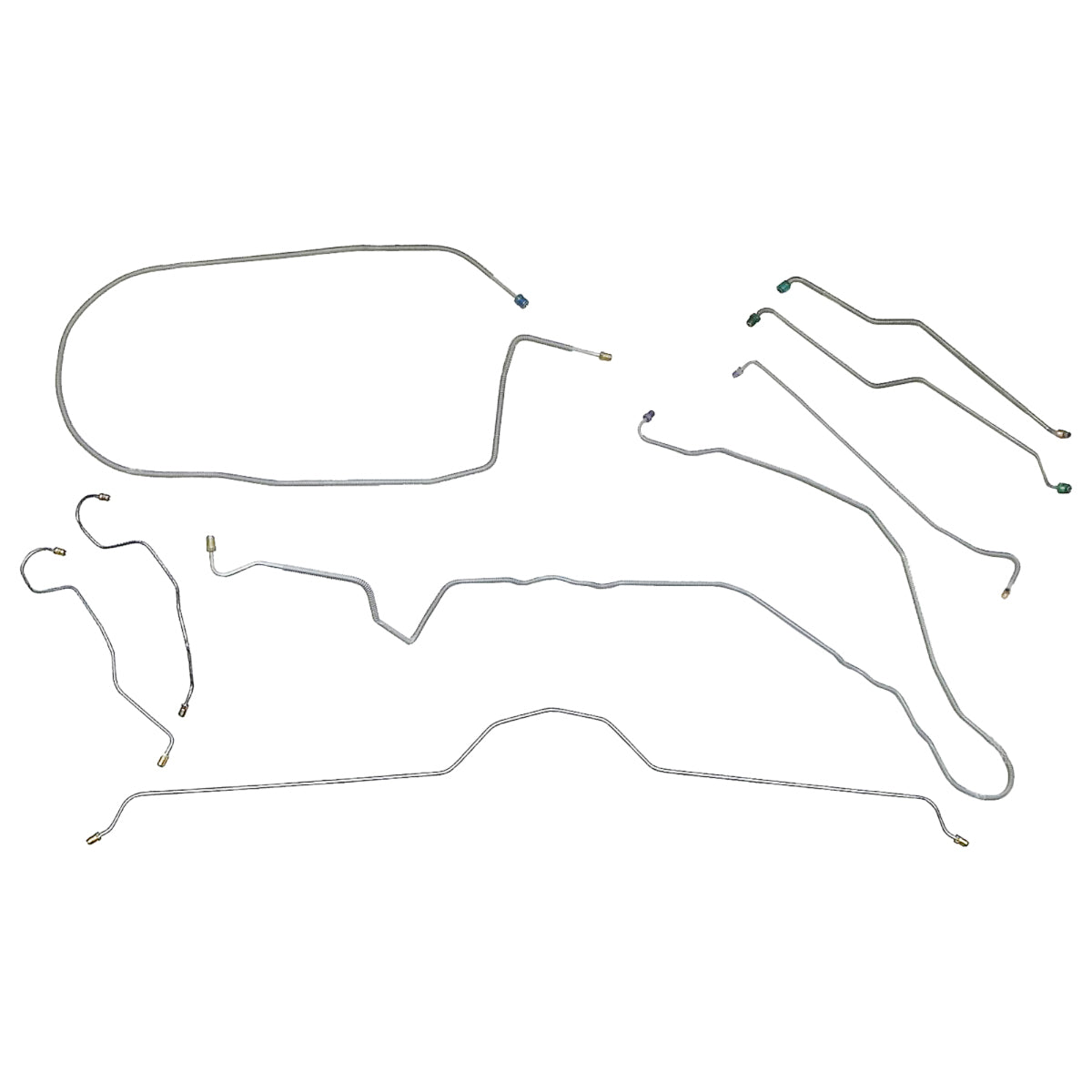 1974-82 Chevrolet Corvette Power Disc Complete Brake Line Kit 8pc, OE Steel