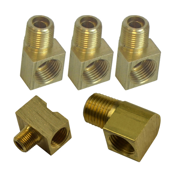 Brass Elbows and Tee for CXE5802 (1958-61 Chevrolet Corvette 283CID 245/270HP 5pc Pump to Carb Lines)