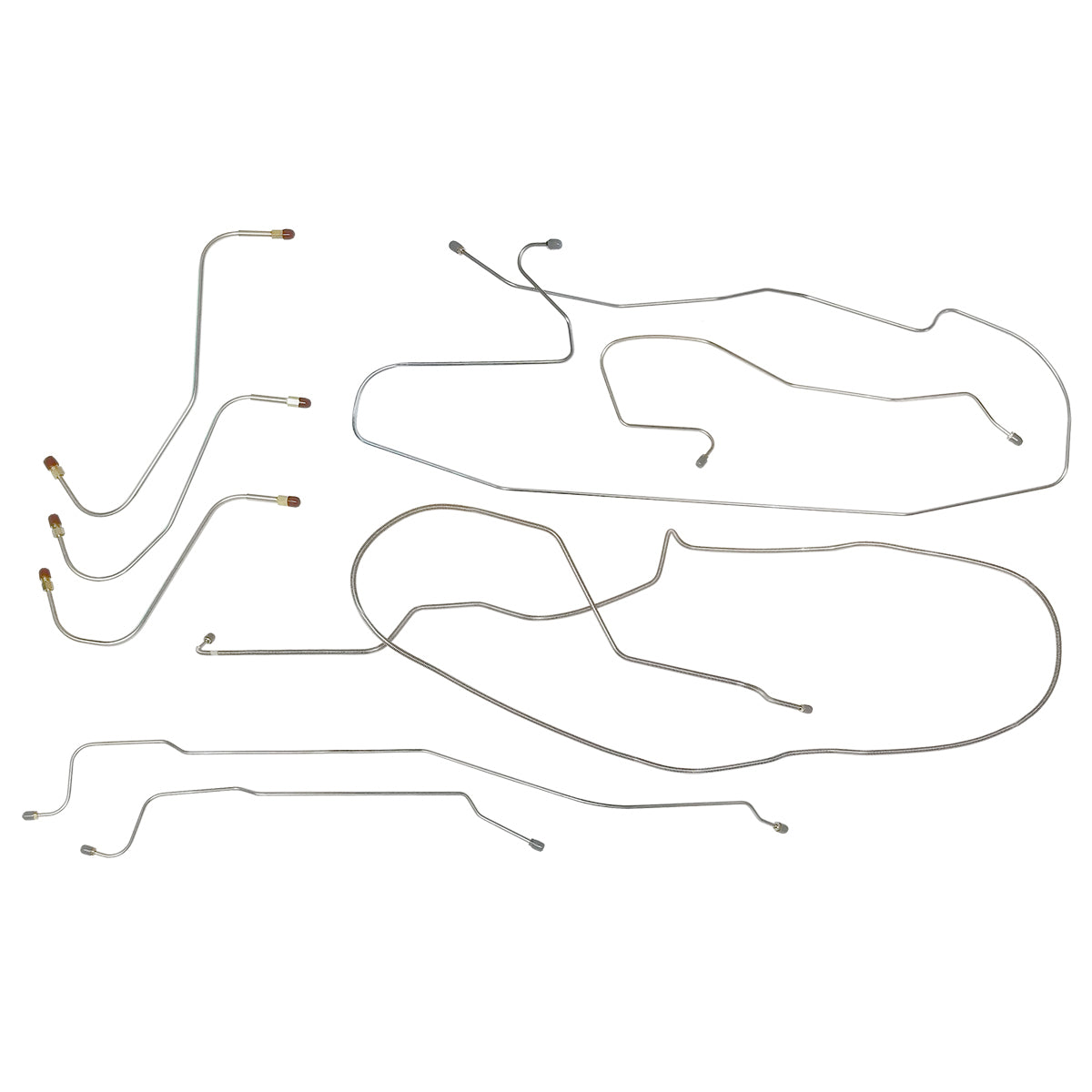 1965-66 Mopar C-Body 121" WB Dual Master Conversion Complete Brake Line Kit, 7pc, OE Steel