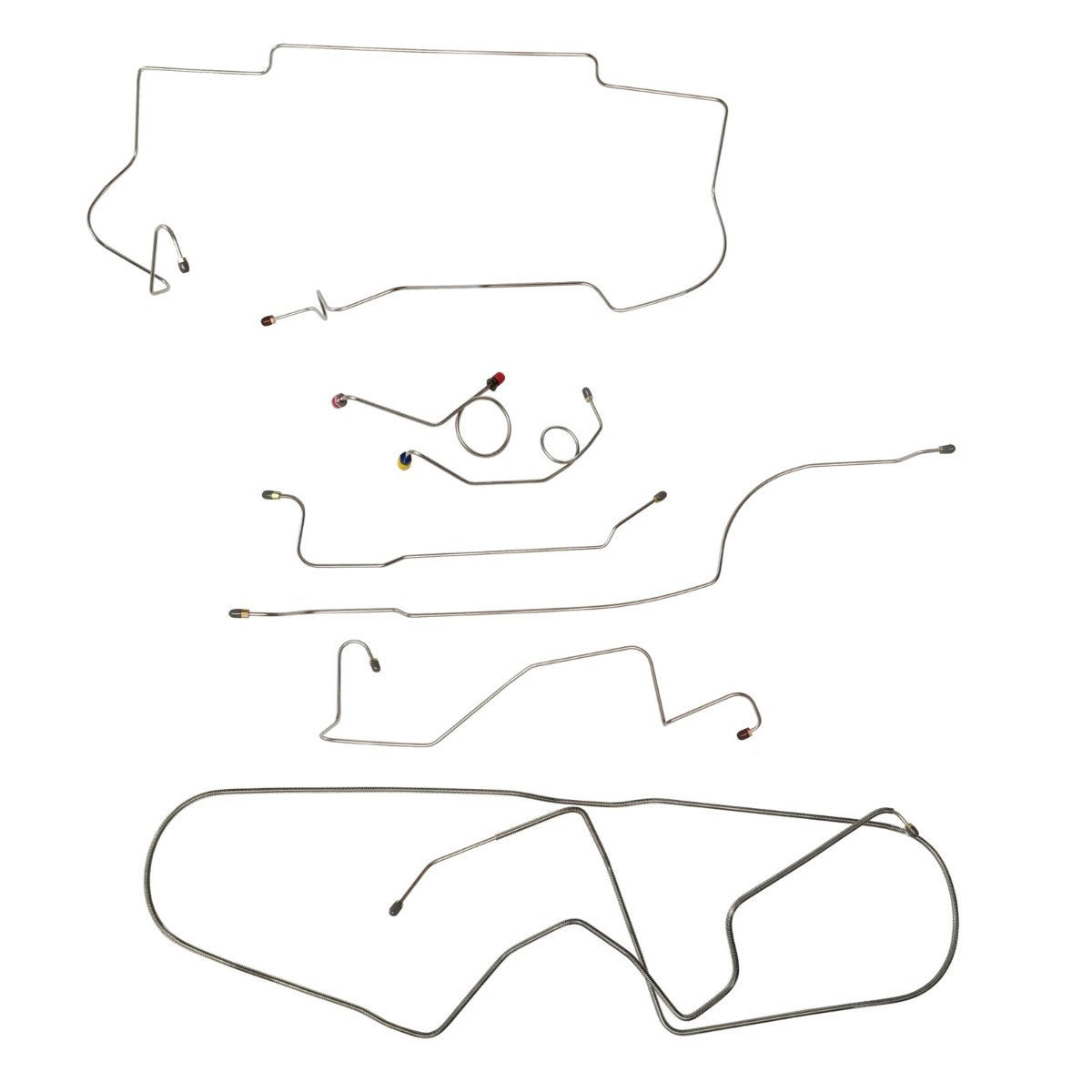 1967 Chrysler Newport New Yorker 300 Manual Drum Complete Brake Line Kit 9pc, OE Steel