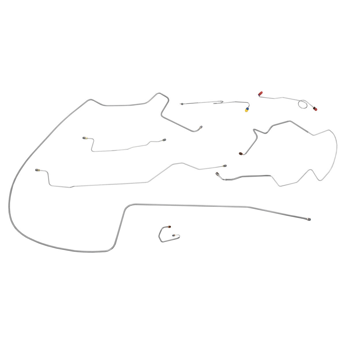1968-69 Dodge B-Body, Dana 60 Rear Axle, Power Drum Brake Line Kit 7pc, OE Steel