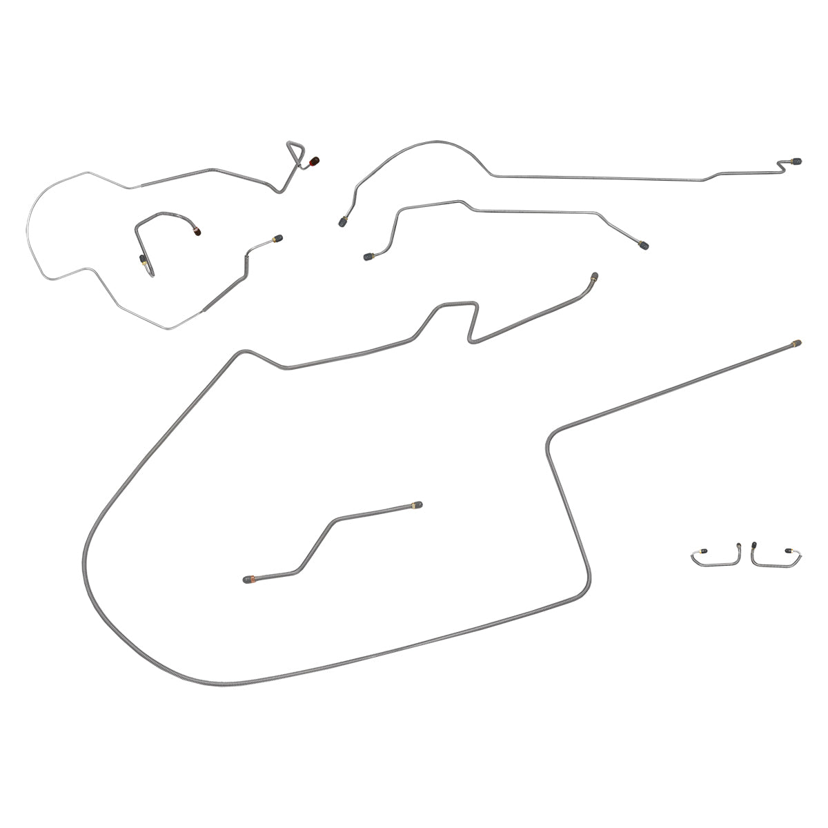 1968-69 Dodge Coronet Charger Hemi Left Port Master 2pc Front To Rear 8-3/4 Complete Power Disc Brake Line Kit 8pc OE Steel