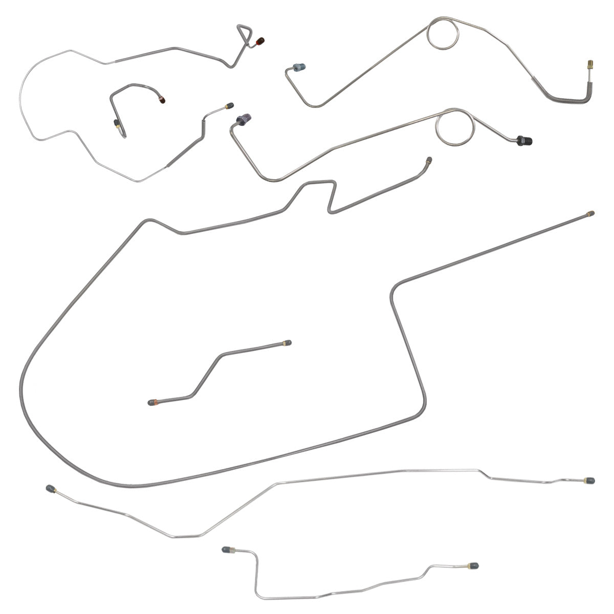 1968-69 Dodge Coronet Charger Hemi Left Port Master 2pc Front To Rear Dana Complete Power Disc Brake Line Kit 8pc OE Steel