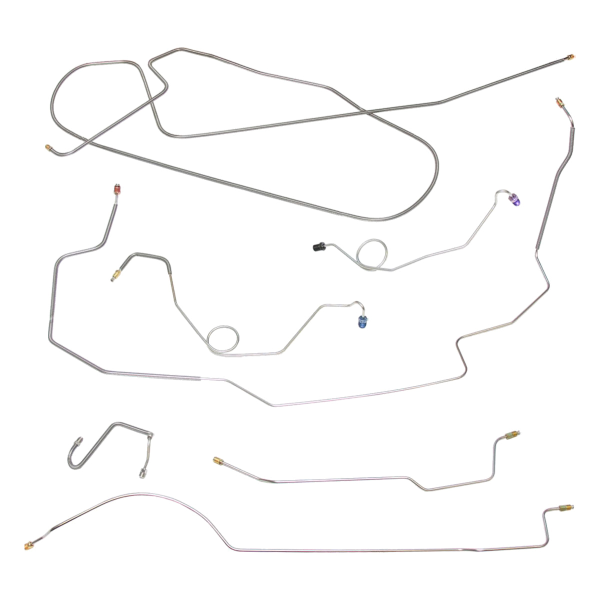 1972 Dodge Charger Complete Power Drum Brake Line Kit 7pc, OE Steel