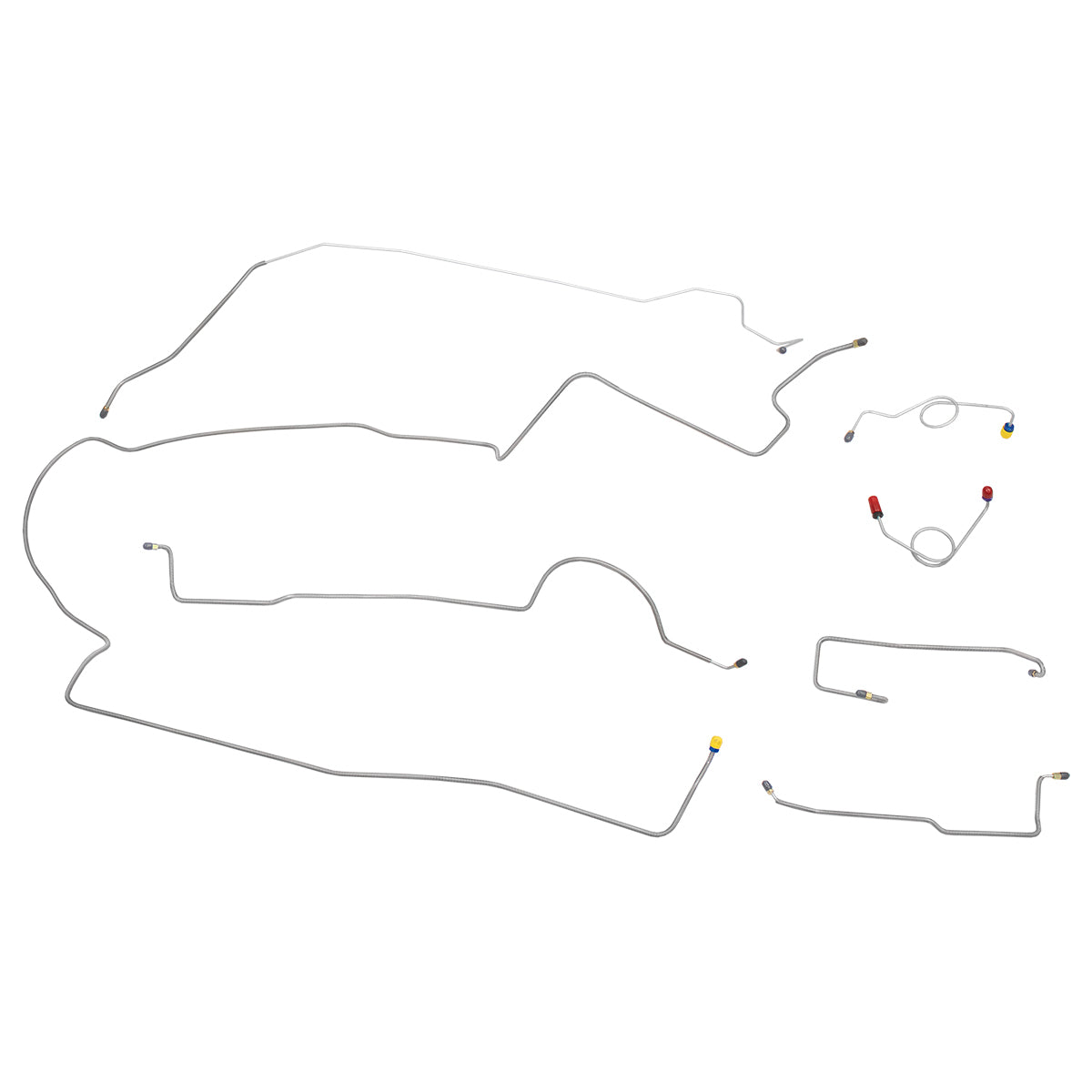 1972 Dodge Charger 1pc F to R Power Disc Brake Line Kit 7pc, OE Steel