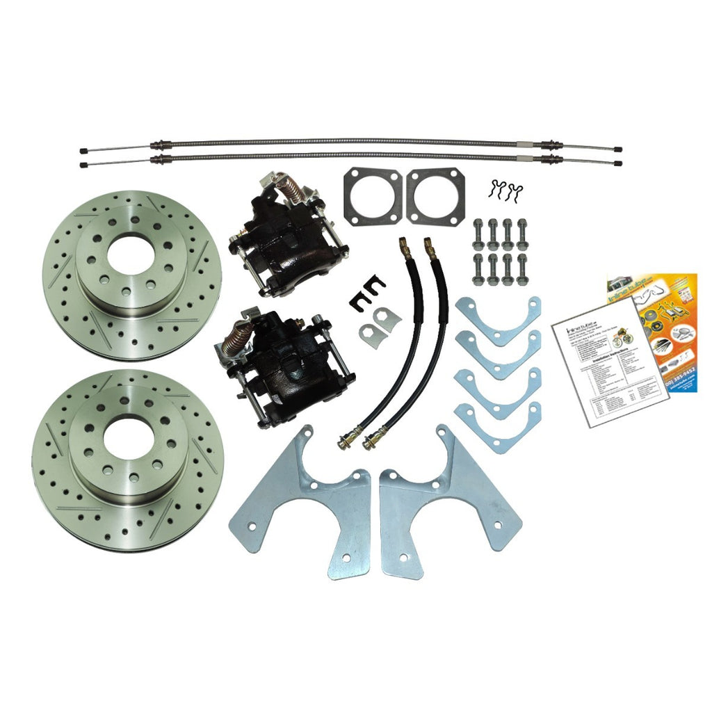 1964-77 GM Rear Disc Brake Conversion With Cross Drilled And Slotted Rotors And Parking Brake