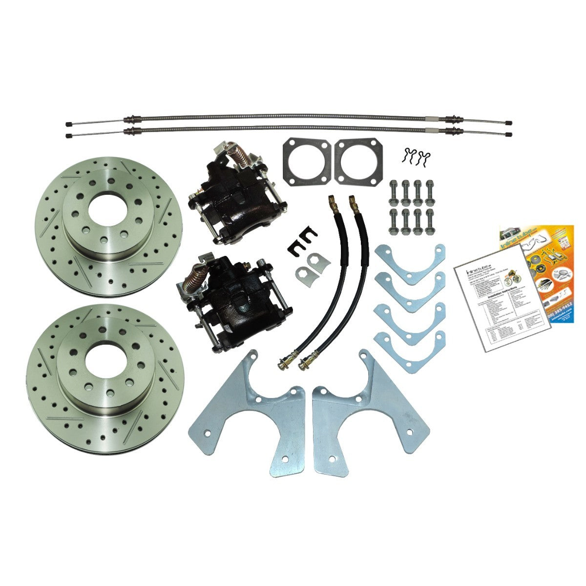 1964-77 GM Rear Disc Brake Conversion With Cross Drilled And Slotted Rotors And Parking Brake