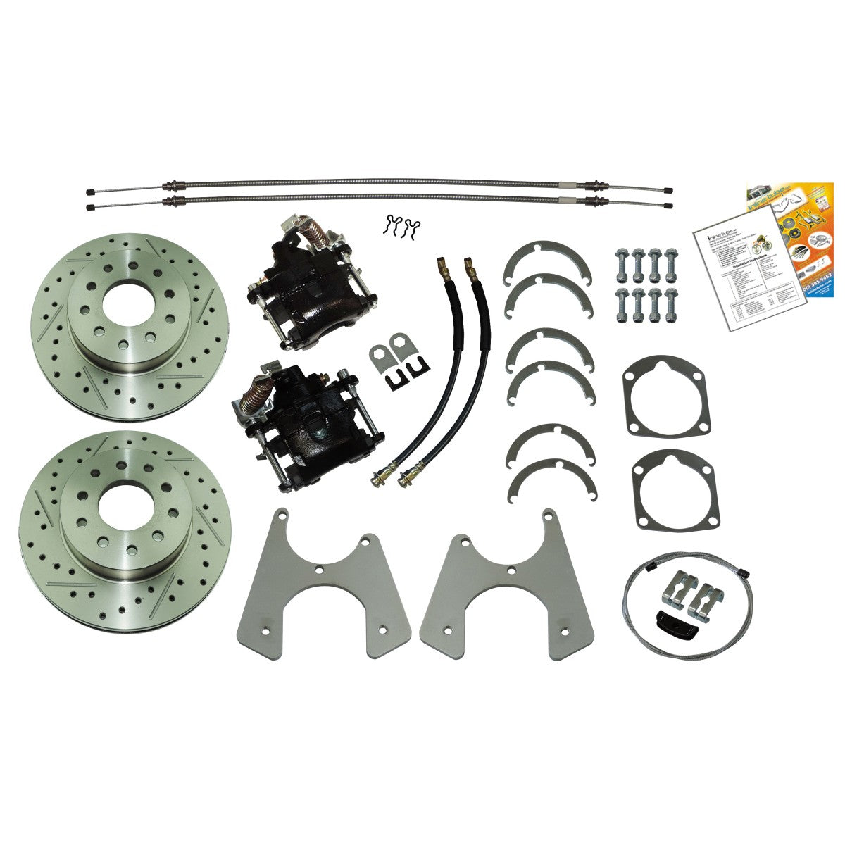 1955-70 GM Full-Size Chevrolet Complete Rear Disc Brake Conversion with Parking Brake & Cross Drilled & Slotted Rotors