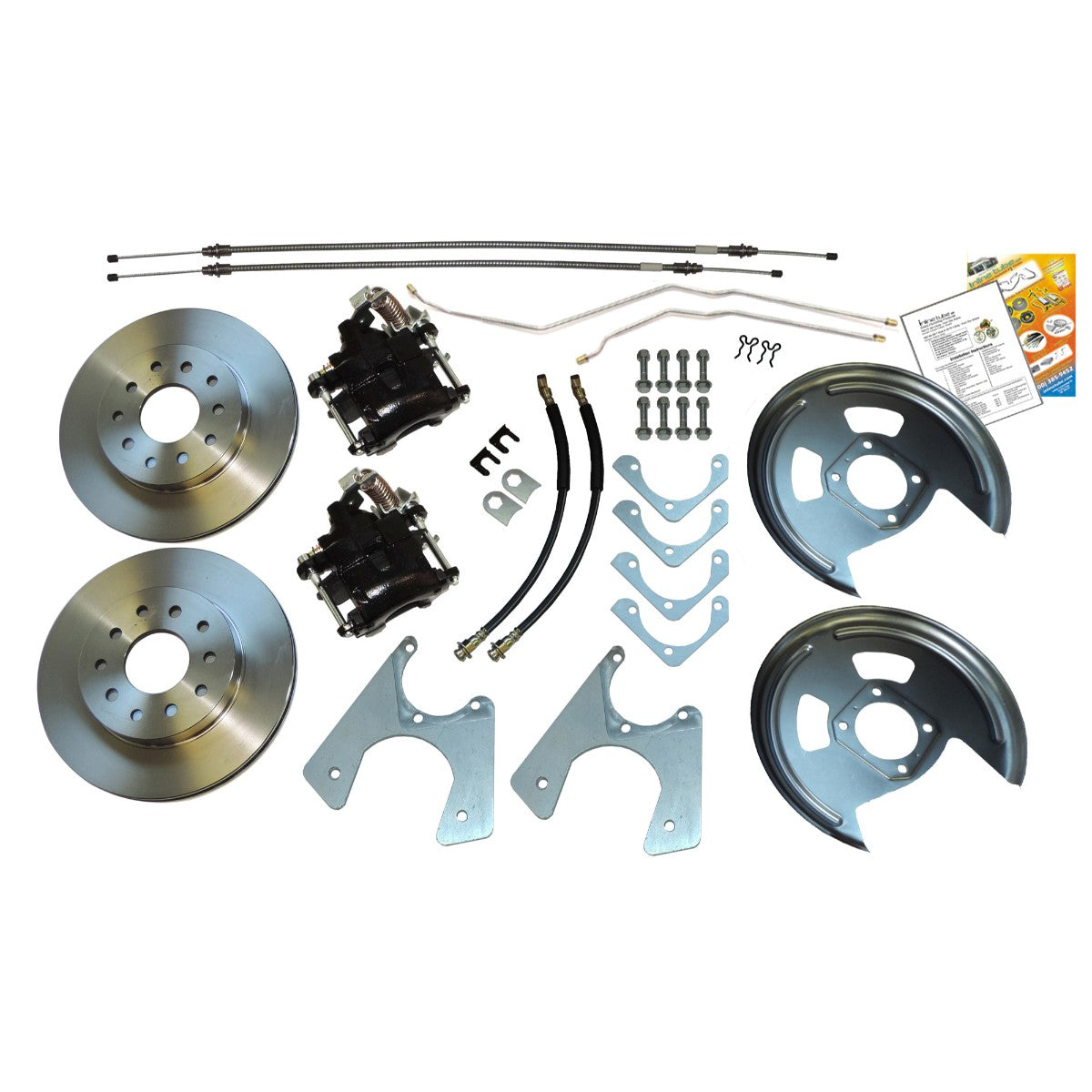 1968-69 GM F-Body, 1968-74 GM X-Body Staggered Rear Shocks Complete Rear Disc Brake Conversion Kit With Parking Brake Standard Rotors