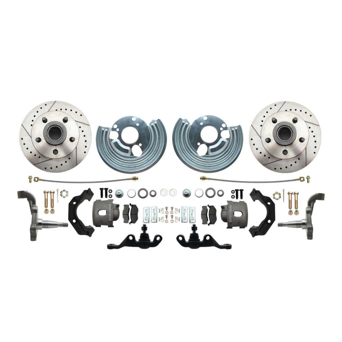 1962-72 Mopar A-Body Wheel Kit 5x4 Bolt Pattern Cross Drilled And Slotted Rotors