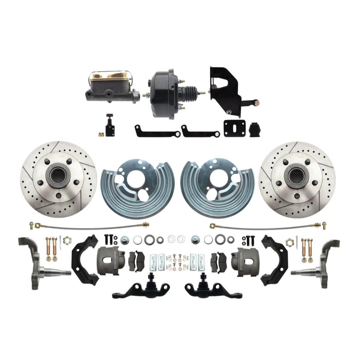 1962-72 Mopar A-Body Complete Disc Brake Conversion Kit 5X4.5 Bolt Pattern Cross Drilled And Slotted Rotors