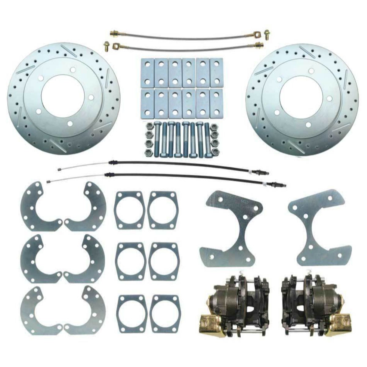 1957-81 Ford F100 F150 Bronco 9” Axle Rear Disc Brake Conversion Kit Cross Drilled Rotors