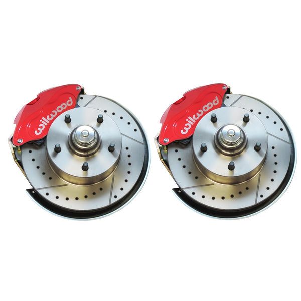 1964-72 A-Body, 1967-69 F-Body, & 1968-74 X-body Disc Brake Conversion Lower Kit w/ Red Wilwood Dual-Piston Calipers