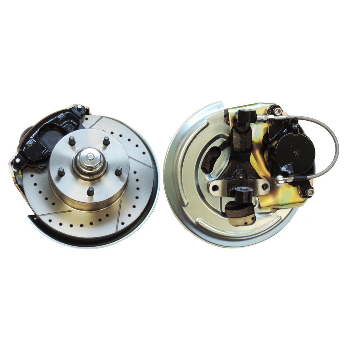 1962-67 Chevrolet X-Body Front Disc Brake Wheel Kit With Cross Drilled And Slotted Rotors