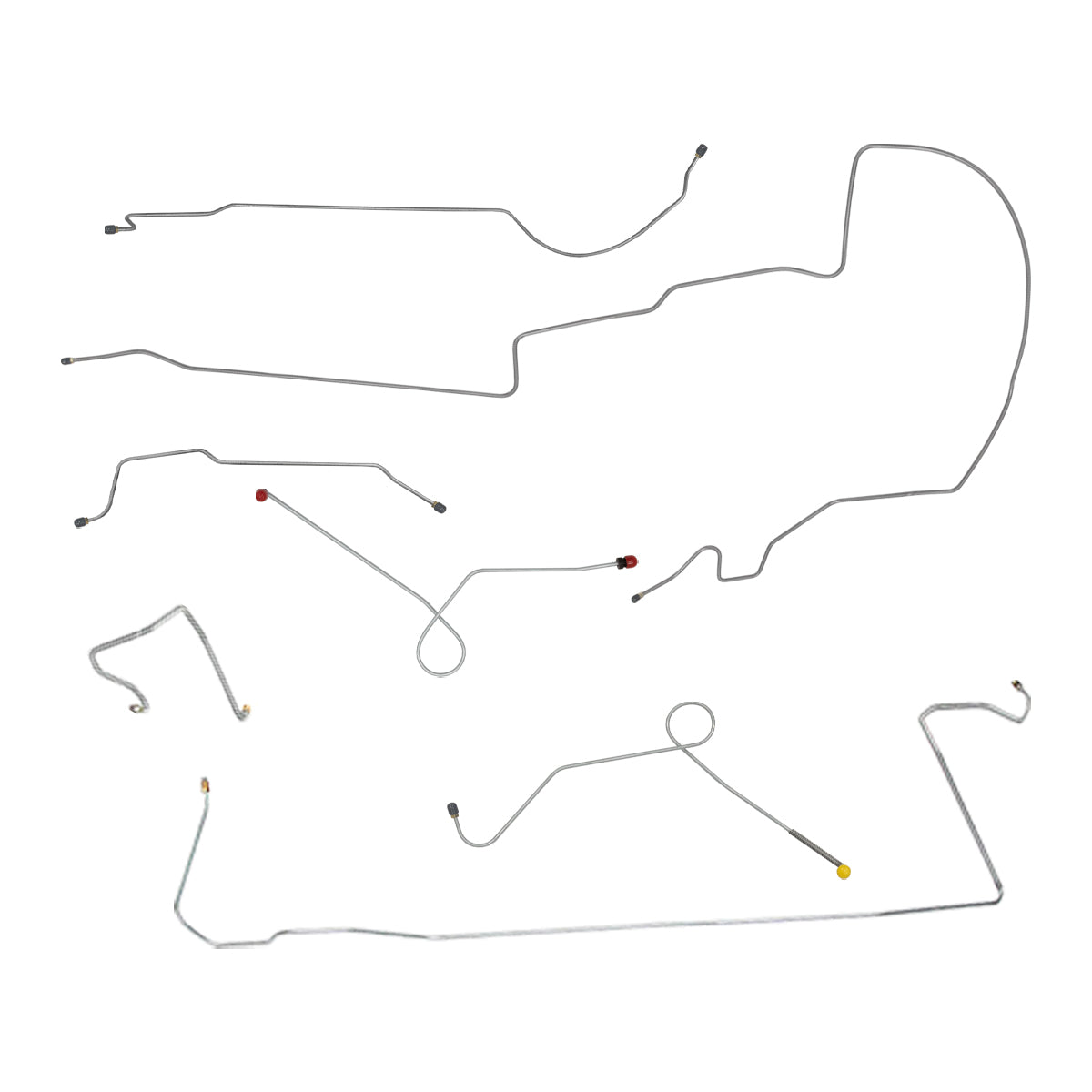 1967 Dodge A-Body Dart/GT w/8 3/4 Rear Axle Power Drum Brake Line Kit 7pc, OE Steel