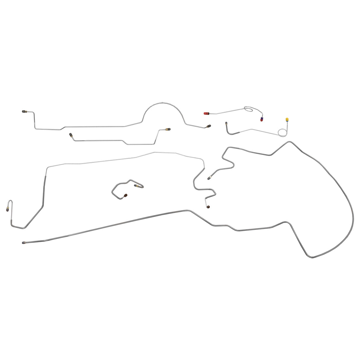 1970-72 Dodge A-Body Dart 111" WB 8-3/4 Rear Axle Manual Drum Brake Line Kit 7pc, OE Steel