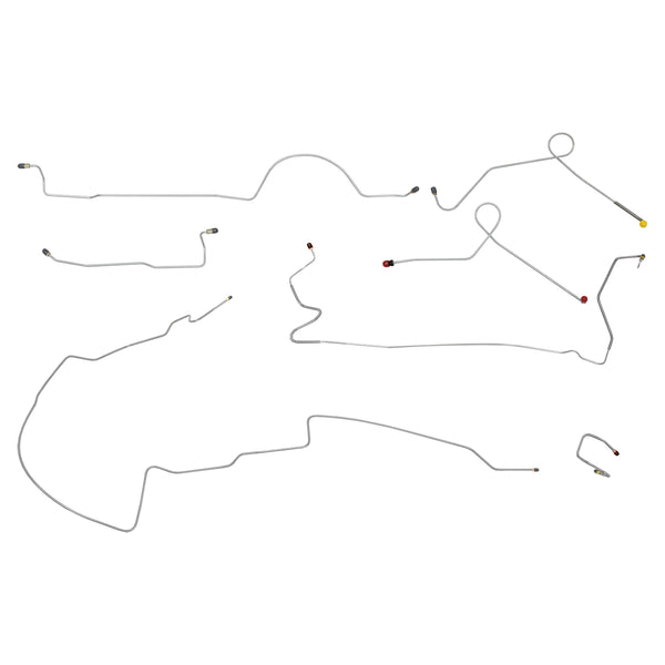 1973 Dodge Dart GT Complete Power Drum Brake Line Kit 7pc, 8 1/4 Rear Axle, OE Steel