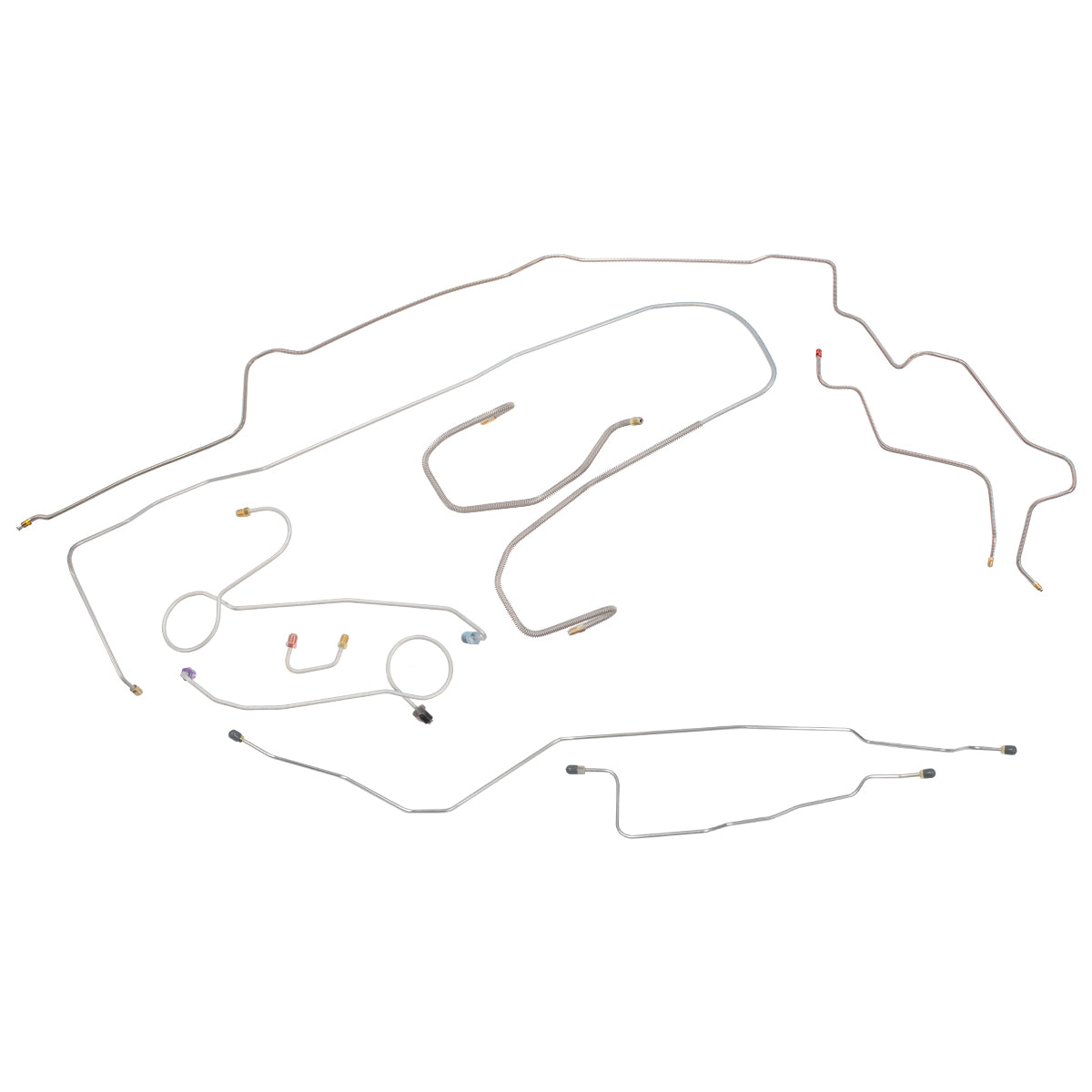 1970 Dodge Challenger Complete Power Disc Brake Line Kit 9pc (2pc Front to Rear) Hemi Engine OE Steel