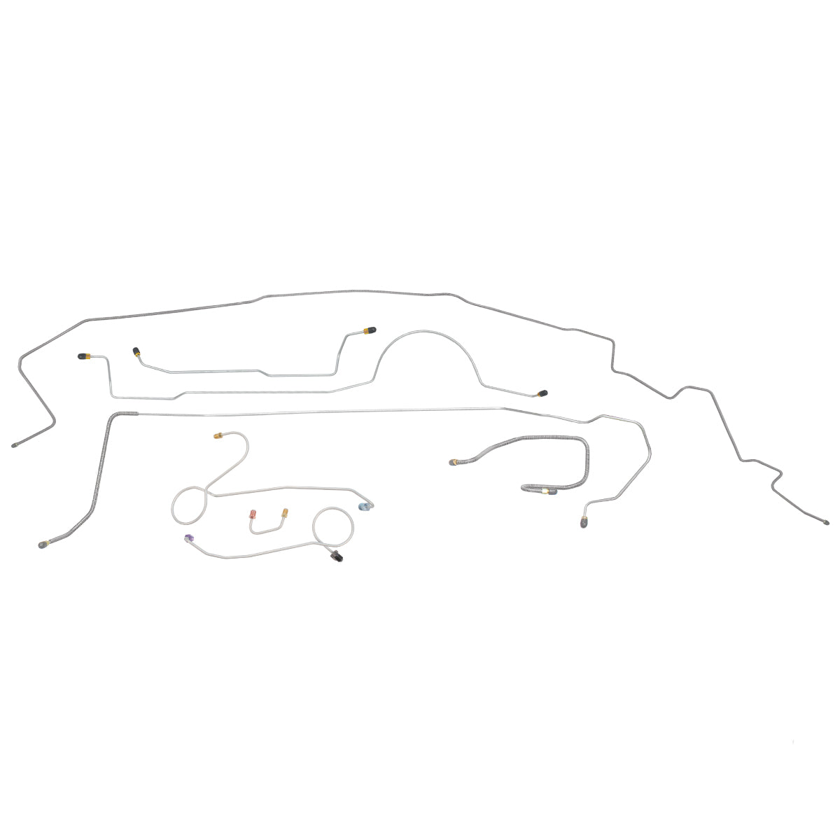 1971 Dodge Challenger Complete Power Disc Brake Line Kit 9pc (1pc Front to Rear) Hemi Engine, OE Steel