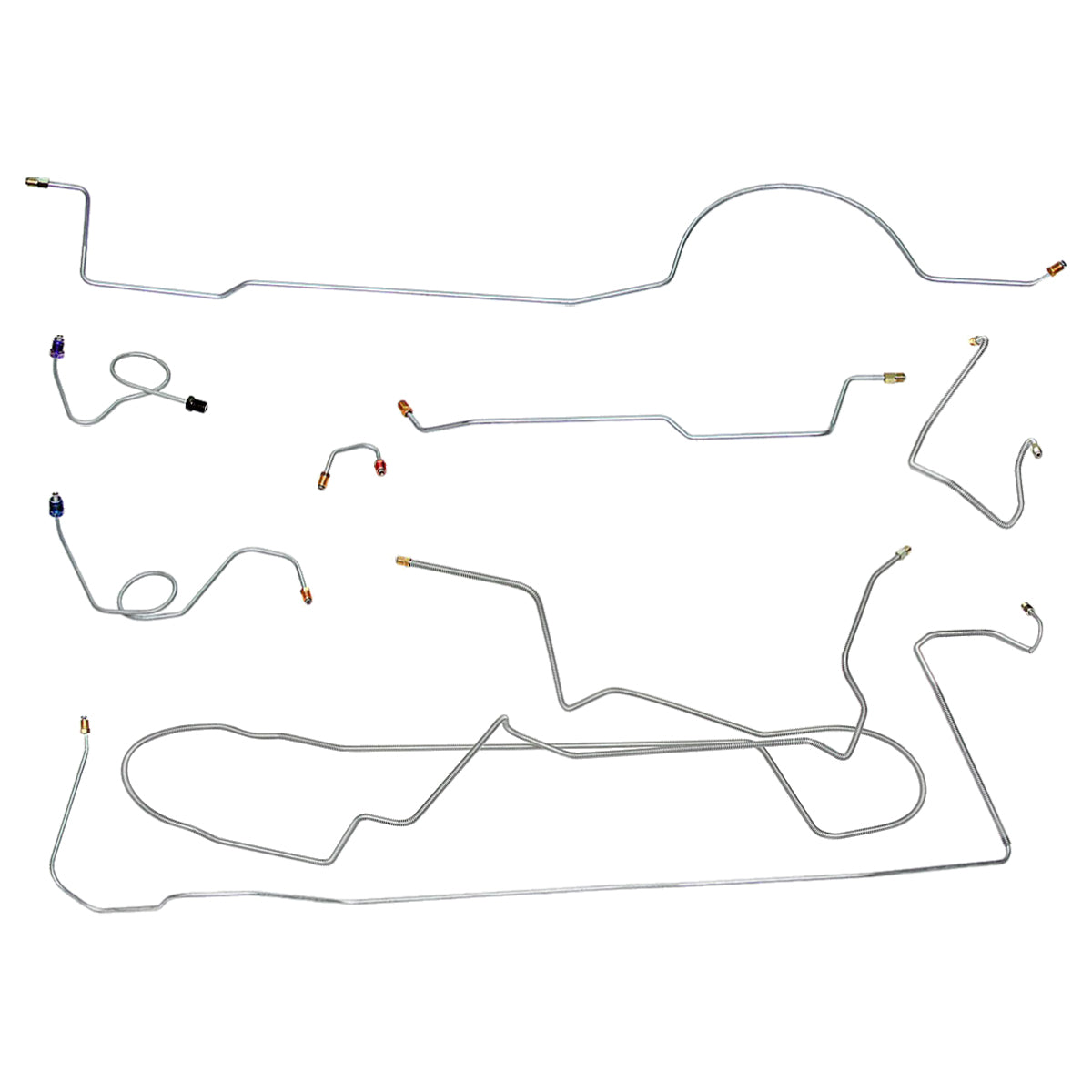 1973 Dodge Challenger Standard Drum Brake Line Kit 7pc, OE Steel