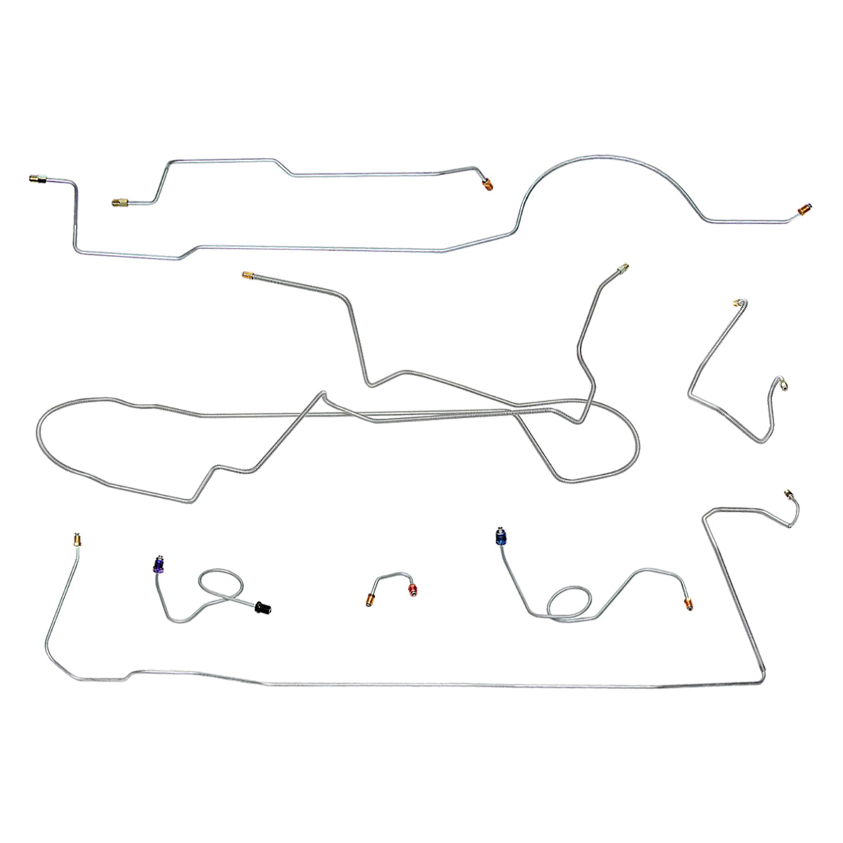 1974 Dodge Challenger Manual Drum Brake Line Kit 7pc, OE Steel
