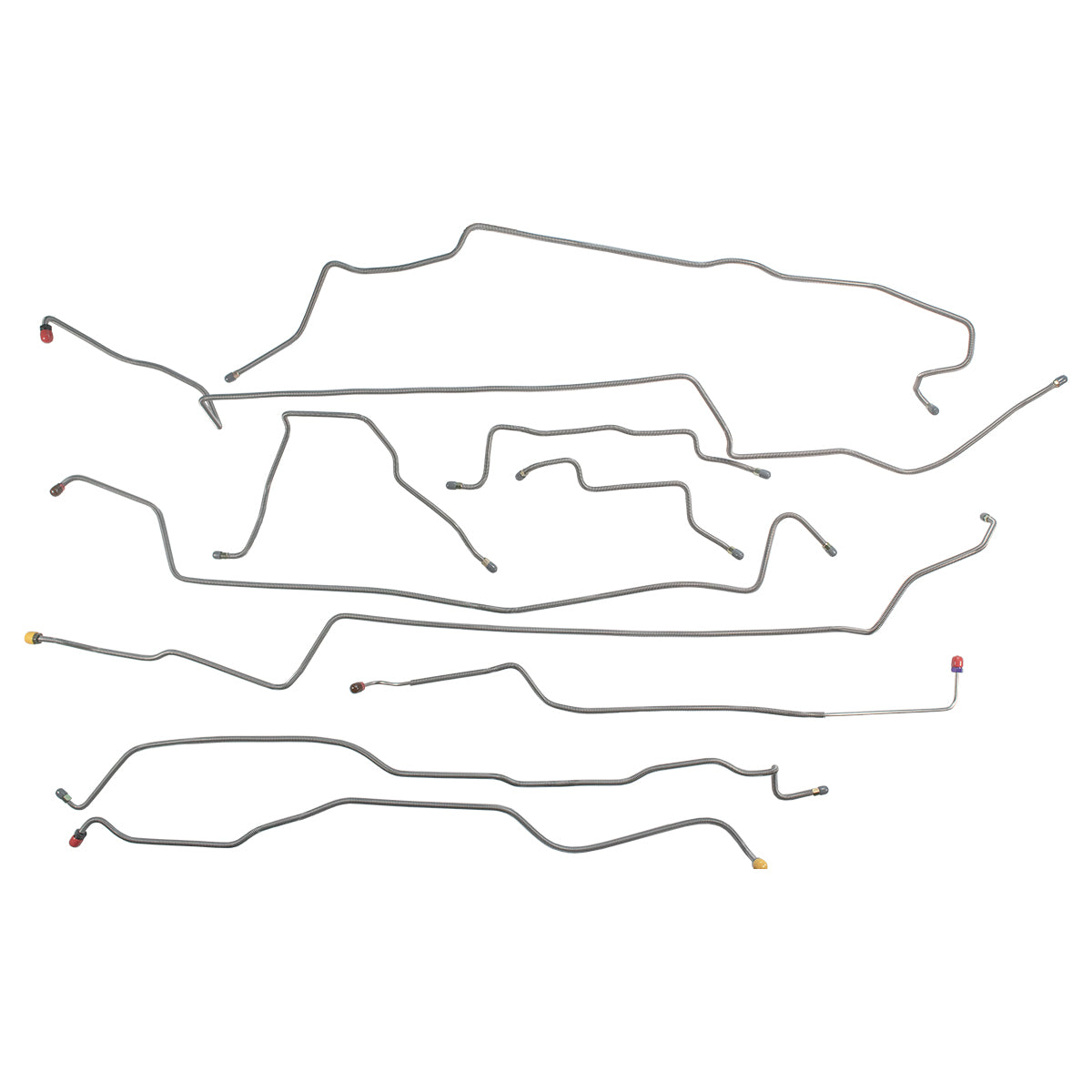 1987-90 Dodge Dakota 4WD V8 Ext. Cab Shortbed Brake Line Kit 12pc, OE Steel
