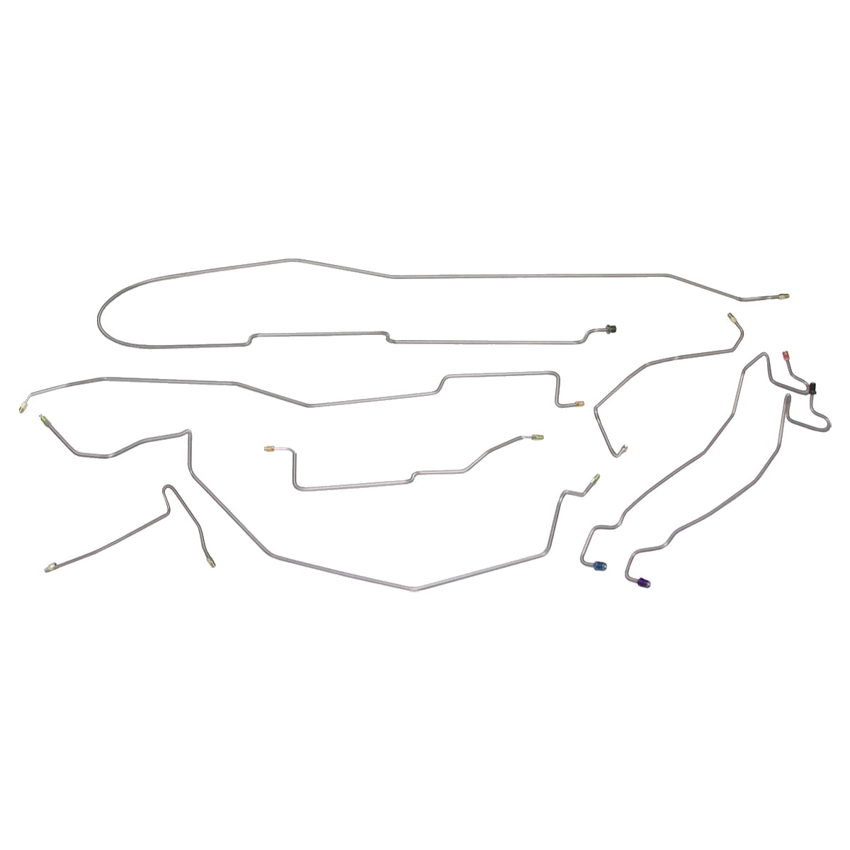 1980-89 Dodge Truck 4WD 1/2-Ton Std. Cab Shortbed Power Disc Brake Line Kit 8pc, OE Steel