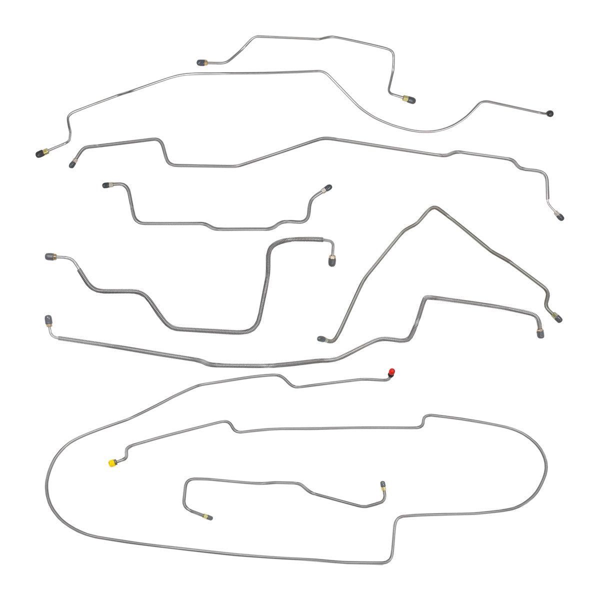 1990-93 Dodge Truck 4WD 3/4-Ton W250 4WD Std. Cab Longbed Valve on Frame Power Disc Brake Line Kit 9pc, OE Steel