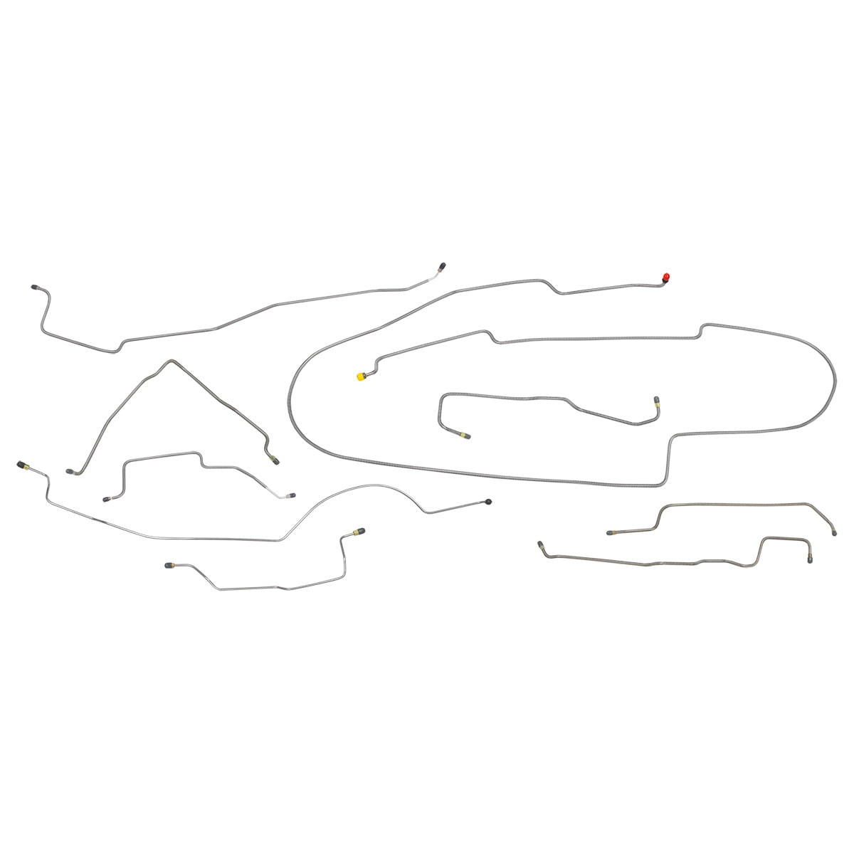 1990-93 Dodge Truck 4WD 1/2-Ton Std. Cab Longbed Power Disc Brake Line Kit 9pc, OE Steel