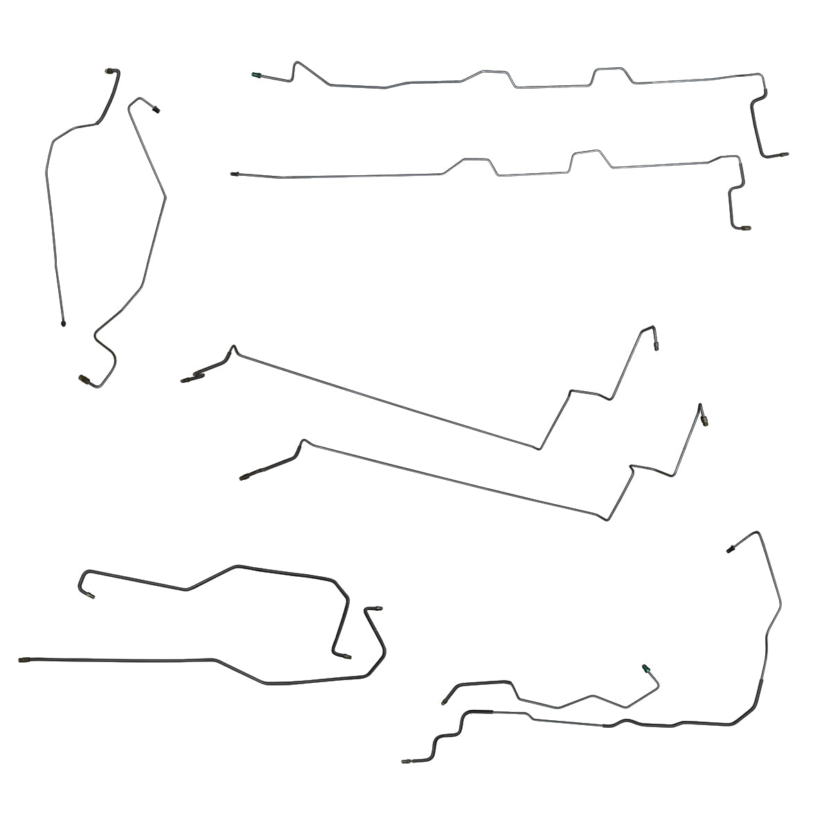 1996-00 Dodge/Plymouth Caravan/Voyager 113.3" WB Four-Wheel Disc w/o ABS w/Load Valve Complete Brake Line Kit 10pc, OE Steel