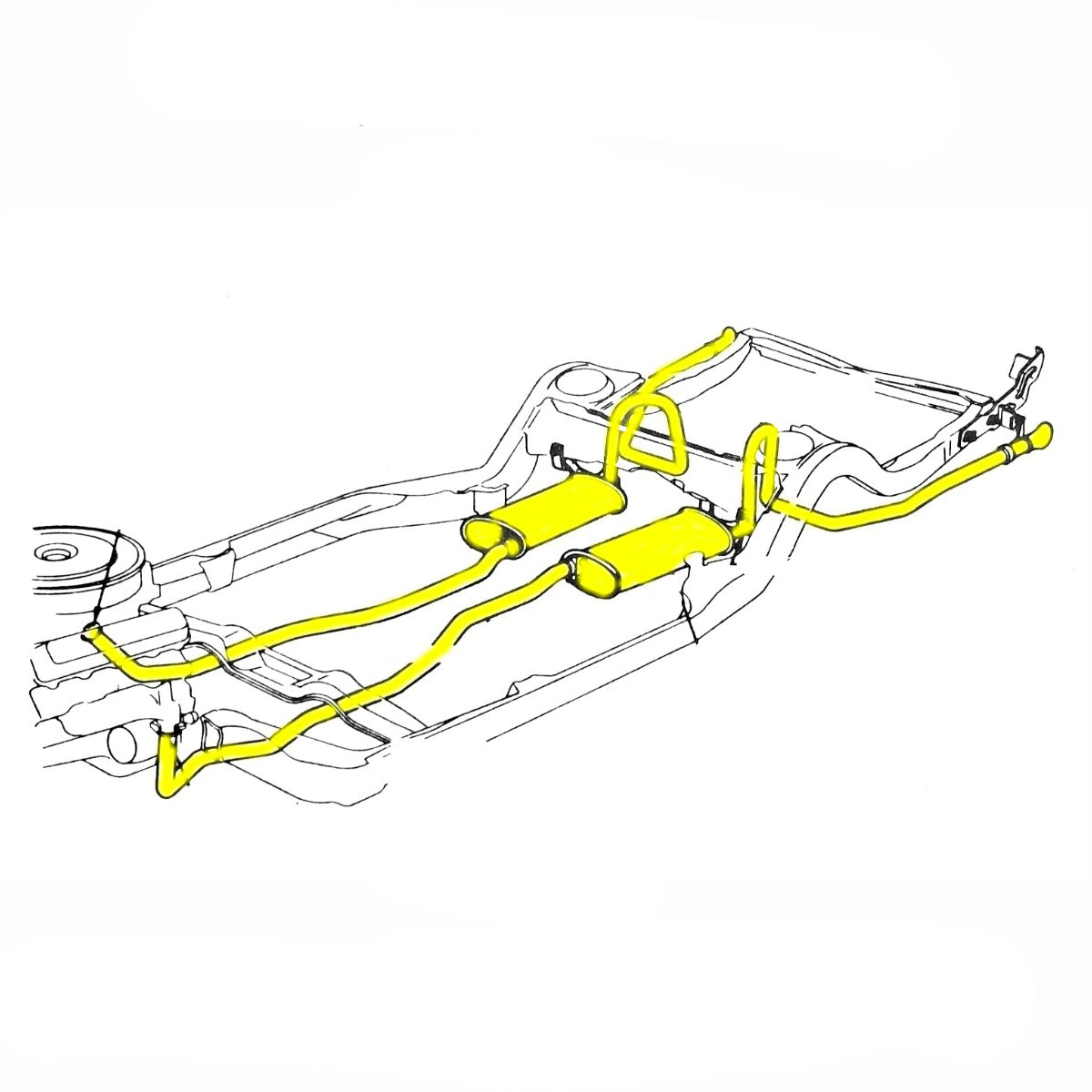 73-77 Grand Am/Lemans, Standard Manifold 2 1/4" No Reduction Exhaust Kit - No Tips or Hangers