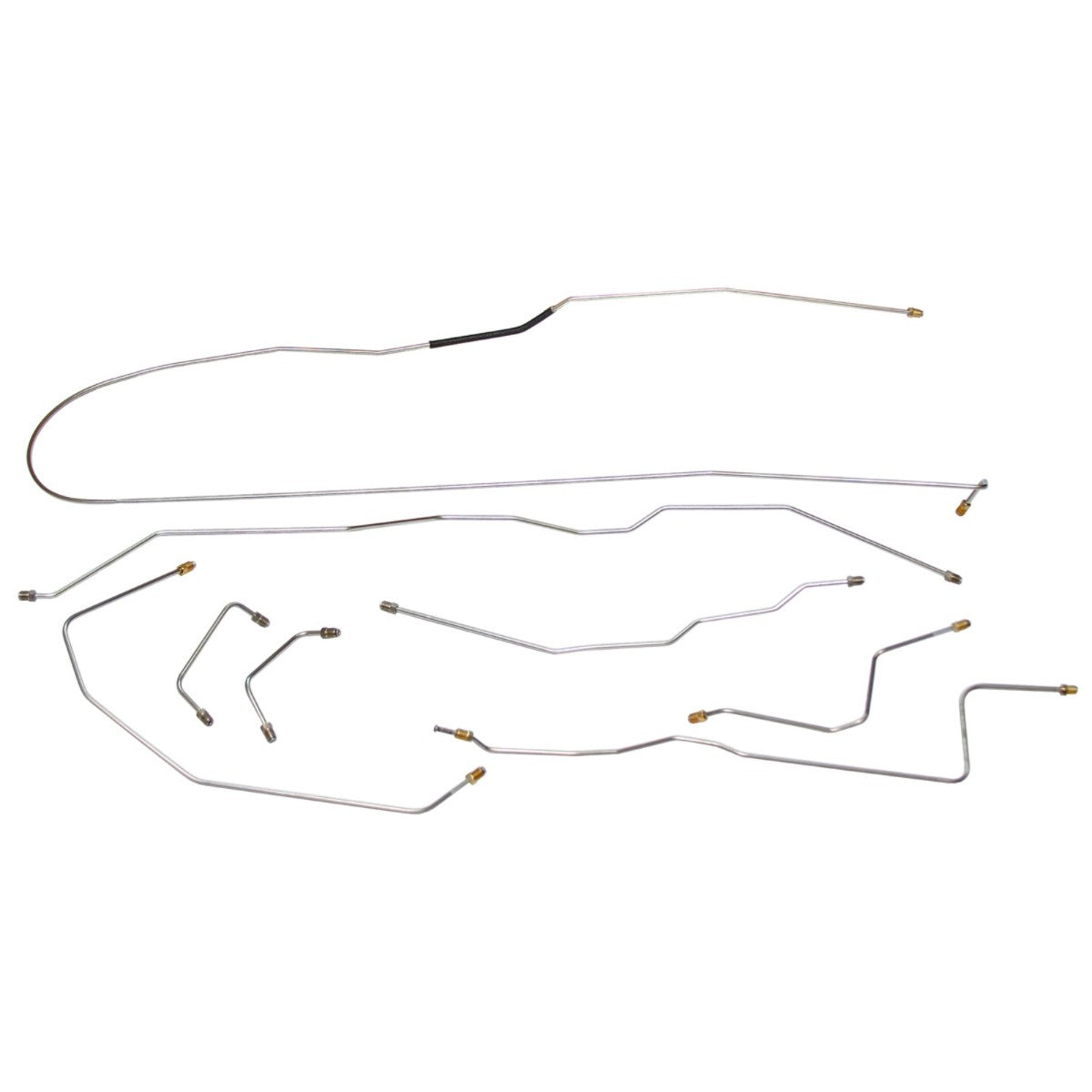 1966-67 Ford Bronco 4WD Dana 30 Front Axle Manual Drum Brake Line Kit 8pc, OE Steel
