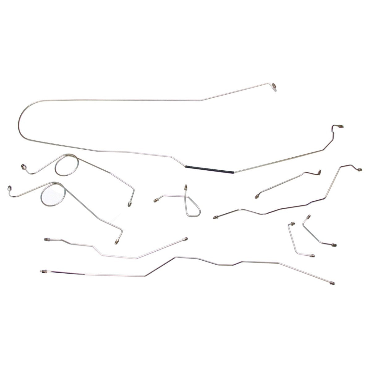 1971 1/2-75 Ford Bronco 4WD Dana 44 Front Axle Manual Drum Complete Brake Line Kit 10pc, OE Steel