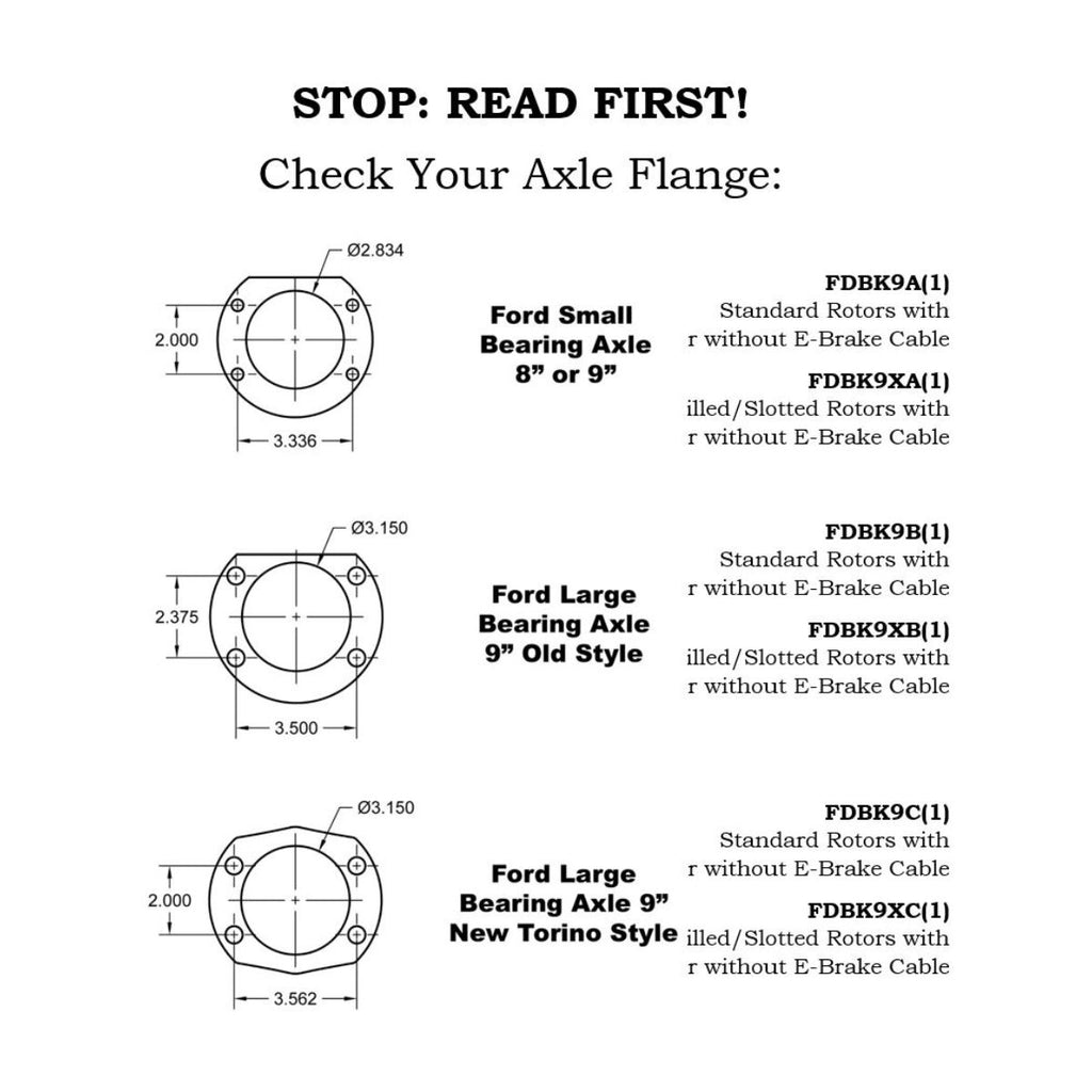 Ford Old Style Rear Disc Conversion Kit w/Standard Rotors w/o E-Brake Cable Brackets