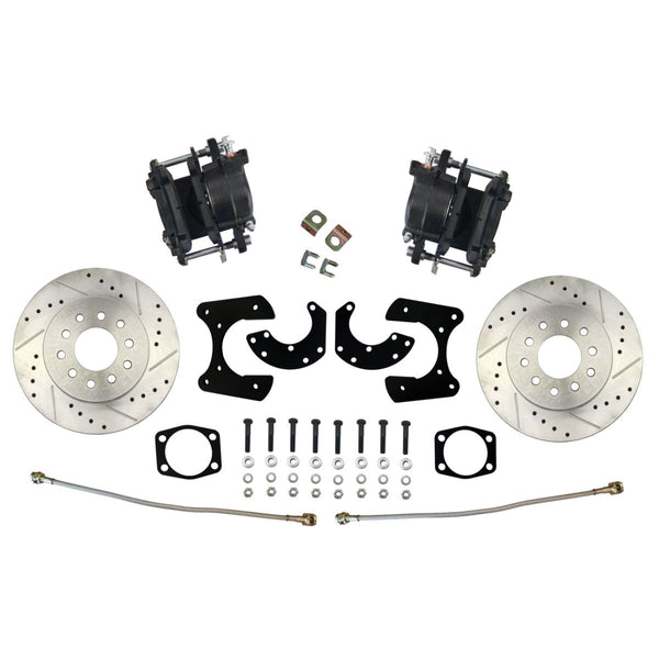 Ford Small Bearing Axle Rear Disc Conversion Kit w/Cross-Drilled and Slotted Rotors w/o E-Brake Cable Brackets