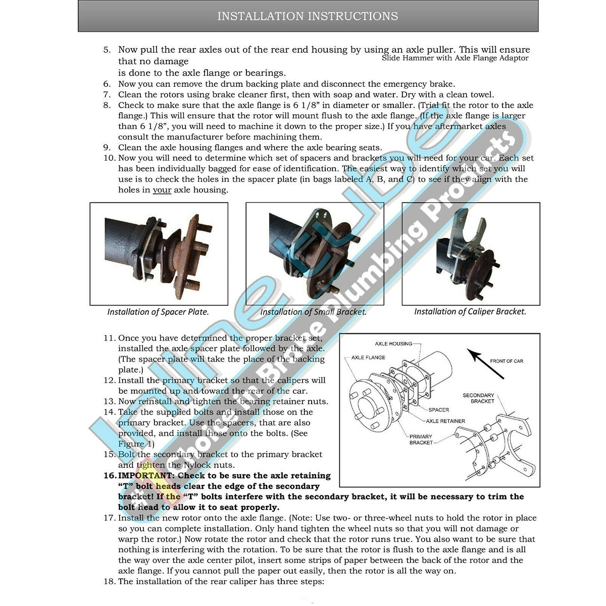 Ford Old Style Rear Disc Conversion Kit w/Cross-Drilled and Slotted Rotors w/o E-Brake Cable Brackets