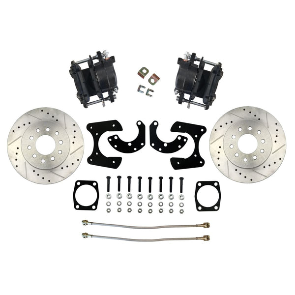 Ford Old Style Rear Disc Conversion Kit w/Cross-Drilled and Slotted Rotors w/o E-Brake Cable Brackets