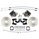 Ford Old Style Rear Disc Conversion Kit w/Cross-Drilled and Slotted Rotors w/E-Brake Cable Brackets